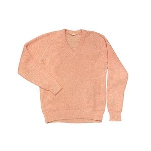 Vintage 1980s 1990s Contemporary Contempo Casuals V-neck Sweater Peach Pink